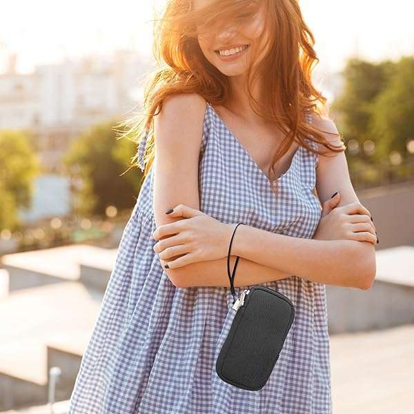 kwmobile "kwmobile Neoprene Phone Pouch M - 5.5" Universal Cell Sleeve with Zipper & Wrist Strap - Grey Mobile Bag" - View 7 of 10