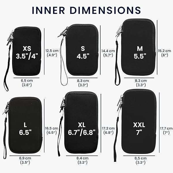 kwmobile "kwmobile Neoprene Phone Pouch M - 5.5" Universal Cell Sleeve with Zipper & Wrist Strap - Grey Mobile Bag" - View 8 of 10