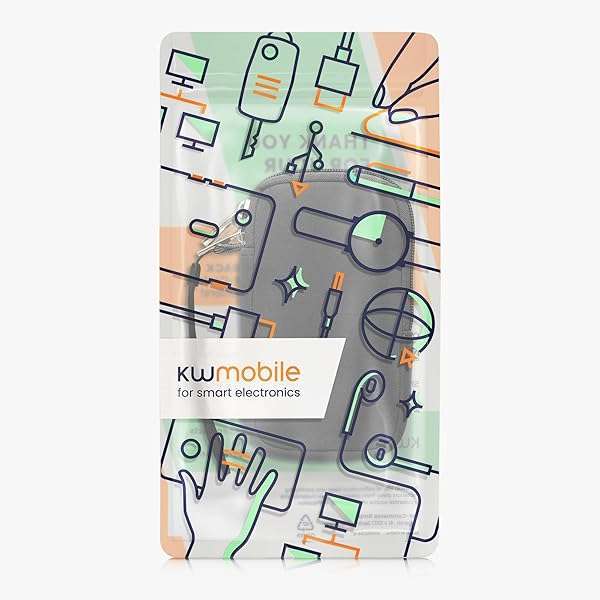 kwmobile "kwmobile Neoprene Phone Pouch M - 5.5" Universal Cell Sleeve with Zipper & Wrist Strap - Grey Mobile Bag" - View 9 of 10