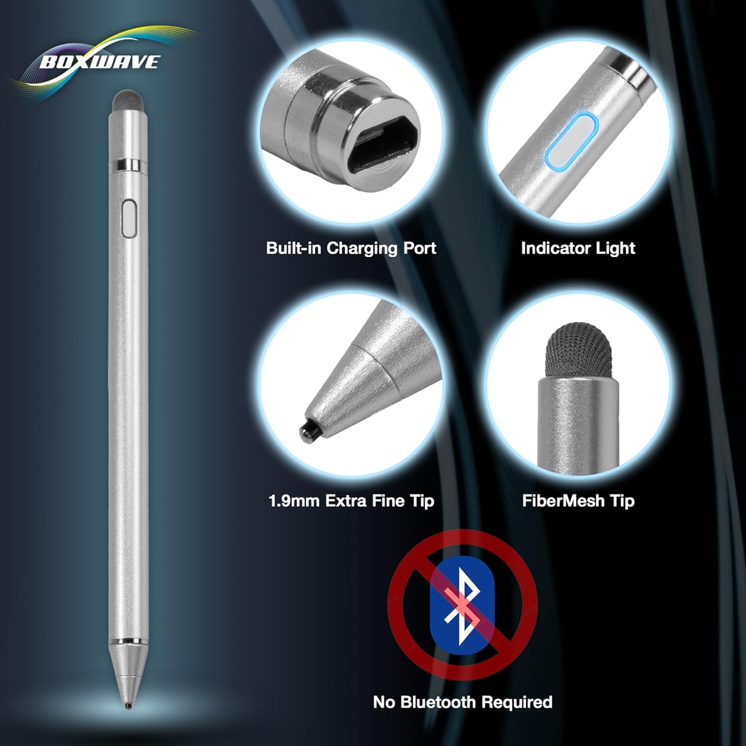 BoxWave BoxWave Stylus Pen for Lenovo ThinkPad T490 Touchscreen AccuPoint Active Stylus with Ultra Fine Tip Metallic Silver - View 4 of 9