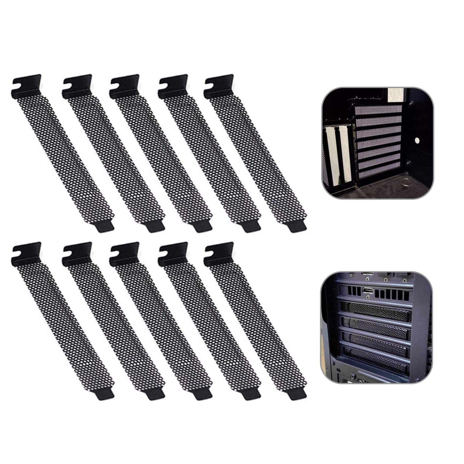 Maxmoral 10pcs Vented PCI Slot Cover for PC Case Cooling Fan Dust Filter Blanking Plate