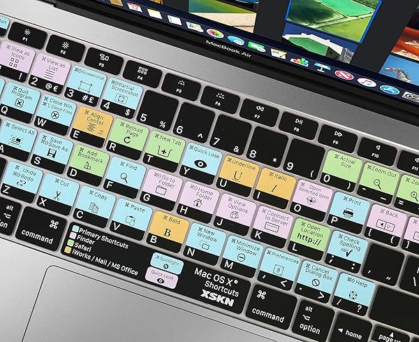 XSKN XSKN OS X Shortcuts Silicone Keyboard Skin Cover for MacBook Air 13 inch A1932 with Touch ID Retina Display US EU Layout - View 3 of 8