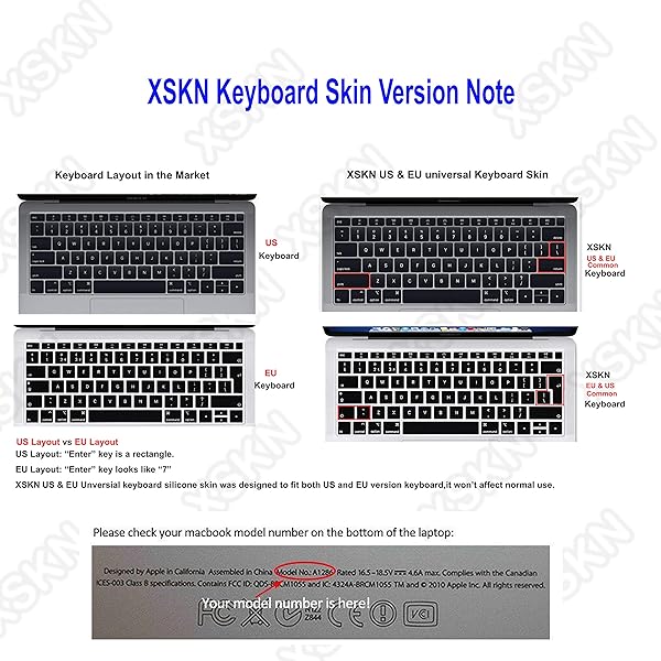 XSKN XSKN OS X Shortcuts Silicone Keyboard Skin Cover for MacBook Air 13 inch A1932 with Touch ID Retina Display US EU Layout - View 6 of 8