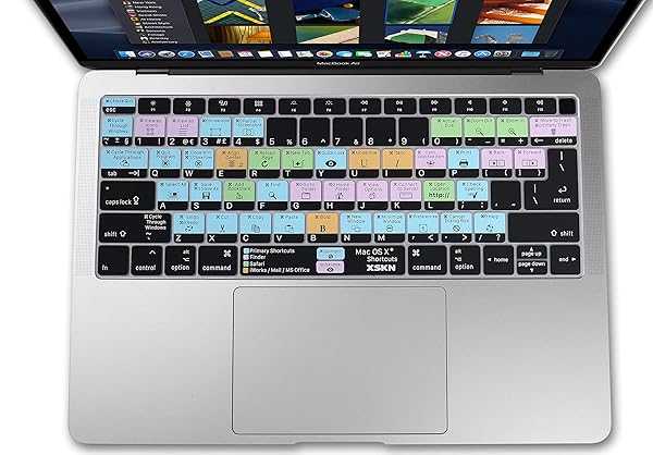 XSKN XSKN OS X Shortcuts Silicone Keyboard Skin Cover for MacBook Air 13 inch A1932 with Touch ID Retina Display US EU Layout - View 8 of 8