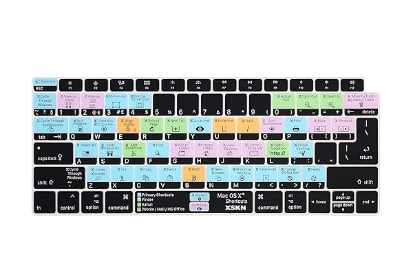 XSKN XSKN OS X Shortcuts Silicone Keyboard Skin Cover for MacBook Air 13 inch A1932 with Touch ID Retina Display US EU Layout