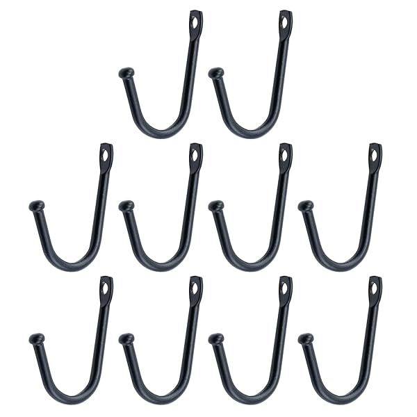 Antrader Antrader Early American Iron Hooks Pack of 10 Decorative Wall Door Key Coat Bag Hangers 1.4 x 1 Inch Black