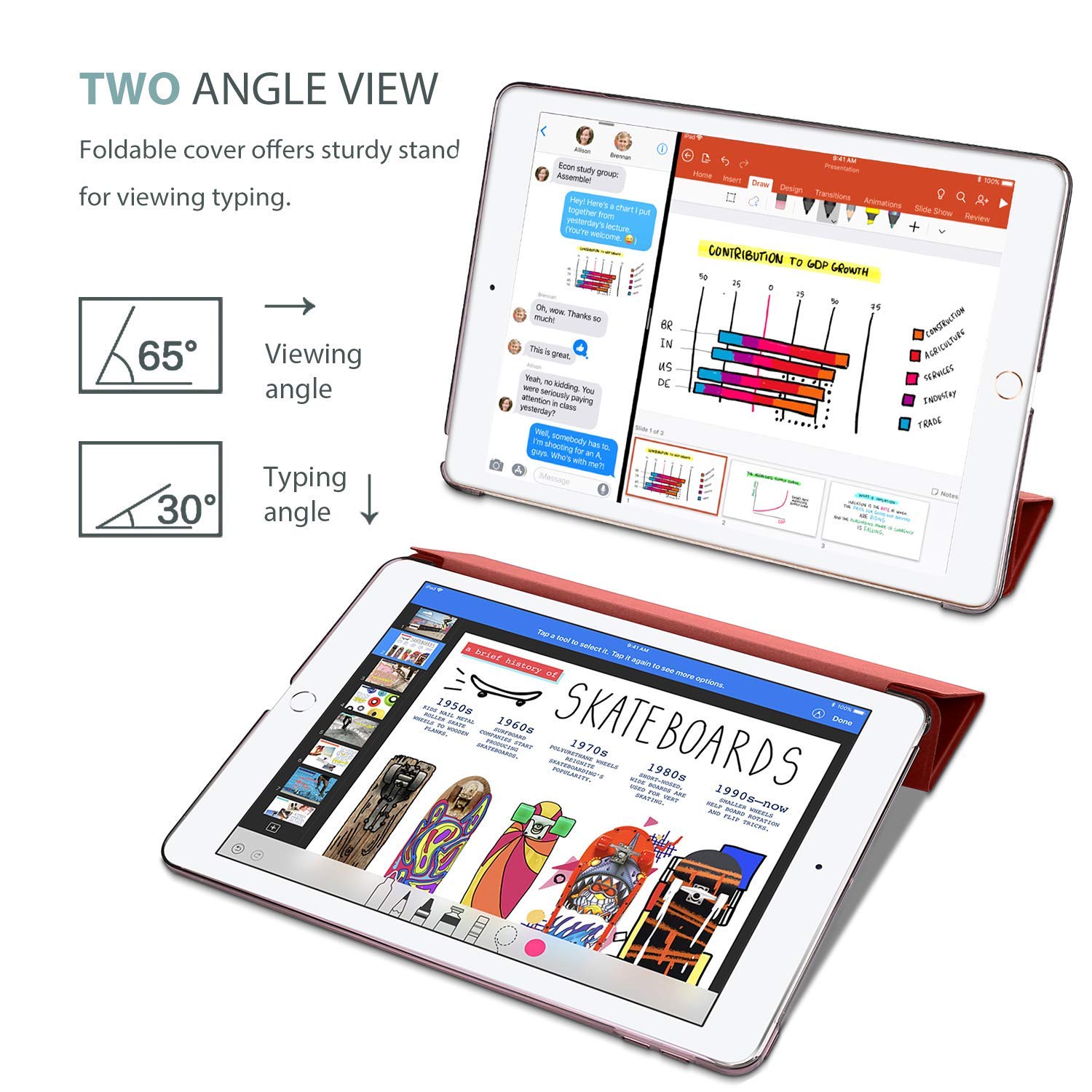 ProCase ProCase Smart Case for iPad 9.7 Inch 6th 5th Generation Ultra Slim Lightweight Stand Cover Translucent Frosted Back Wine - View 6 of 9