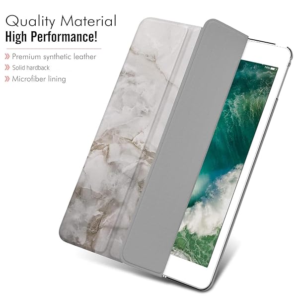 MoKo MoKo Slim Lightweight Smart Shell Case for 2018 2017 iPad 9.7 5th 6th Generation with Translucent Frosted Back Auto Wake Sleep White Marble - View 3 of 8
