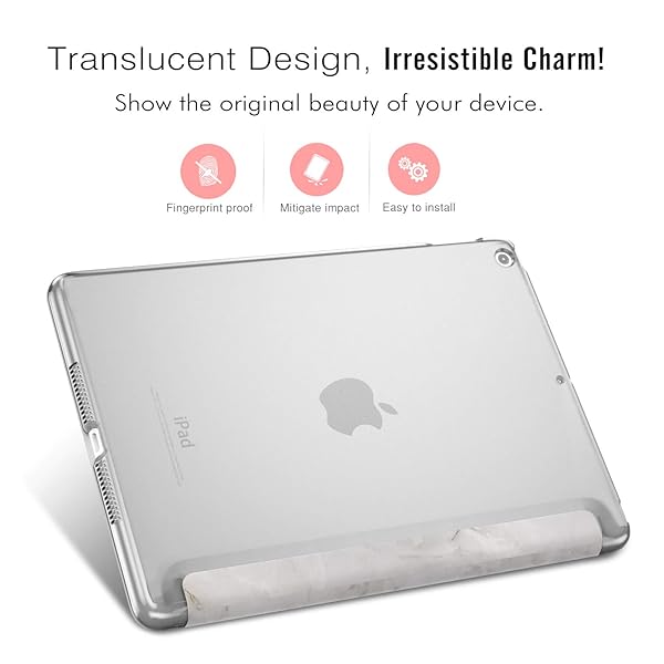 MoKo MoKo Slim Lightweight Smart Shell Case for 2018 2017 iPad 9.7 5th 6th Generation with Translucent Frosted Back Auto Wake Sleep White Marble - View 4 of 8