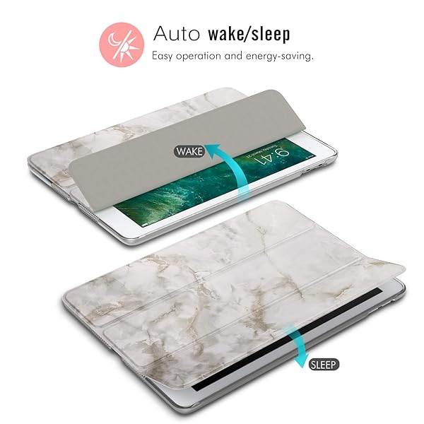 MoKo MoKo Slim Lightweight Smart Shell Case for 2018 2017 iPad 9.7 5th 6th Generation with Translucent Frosted Back Auto Wake Sleep White Marble - View 7 of 8