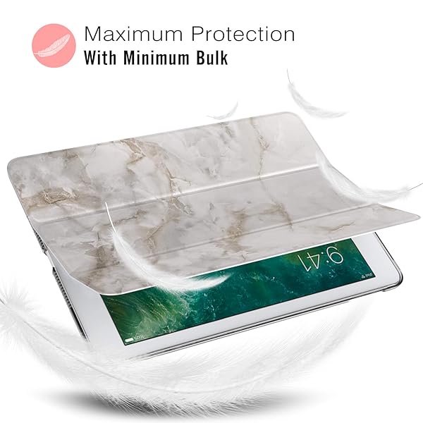MoKo MoKo Slim Lightweight Smart Shell Case for 2018 2017 iPad 9.7 5th 6th Generation with Translucent Frosted Back Auto Wake Sleep White Marble - View 8 of 8