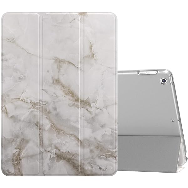 MoKo MoKo Slim Lightweight Smart Shell Case for 2018 2017 iPad 9.7 5th 6th Generation with Translucent Frosted Back Auto Wake Sleep White Marble