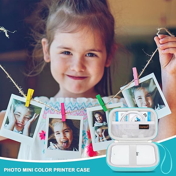 Canboc Canboc Hard Case for New Canon Ivy 2 Mini/Canon Ivy Mini/Canon Ivy CLIQ+ CLIQ 2 CLIQ+2 Photo Printer Mobile Wireless Bluetooth Instant Camera Printer, Mesh Bag fit Photo Paper Cable, Mint Green - View 7 of 7