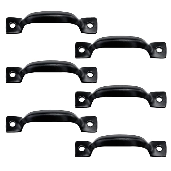 Antrader Antrader Black Cabinet Hardware Handle Pull 1.77 Inch Hole Centers 6 Pack for Kitchen and Furniture