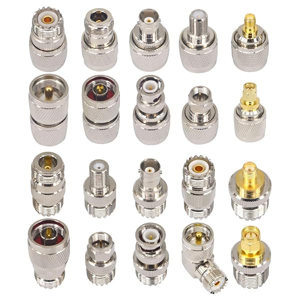 Boobrie Boobrie 20PCS RF Coaxial Connector Kit: UHF, SMA, BNC, N, F Adapters - Female & Male Coaxial Connectors