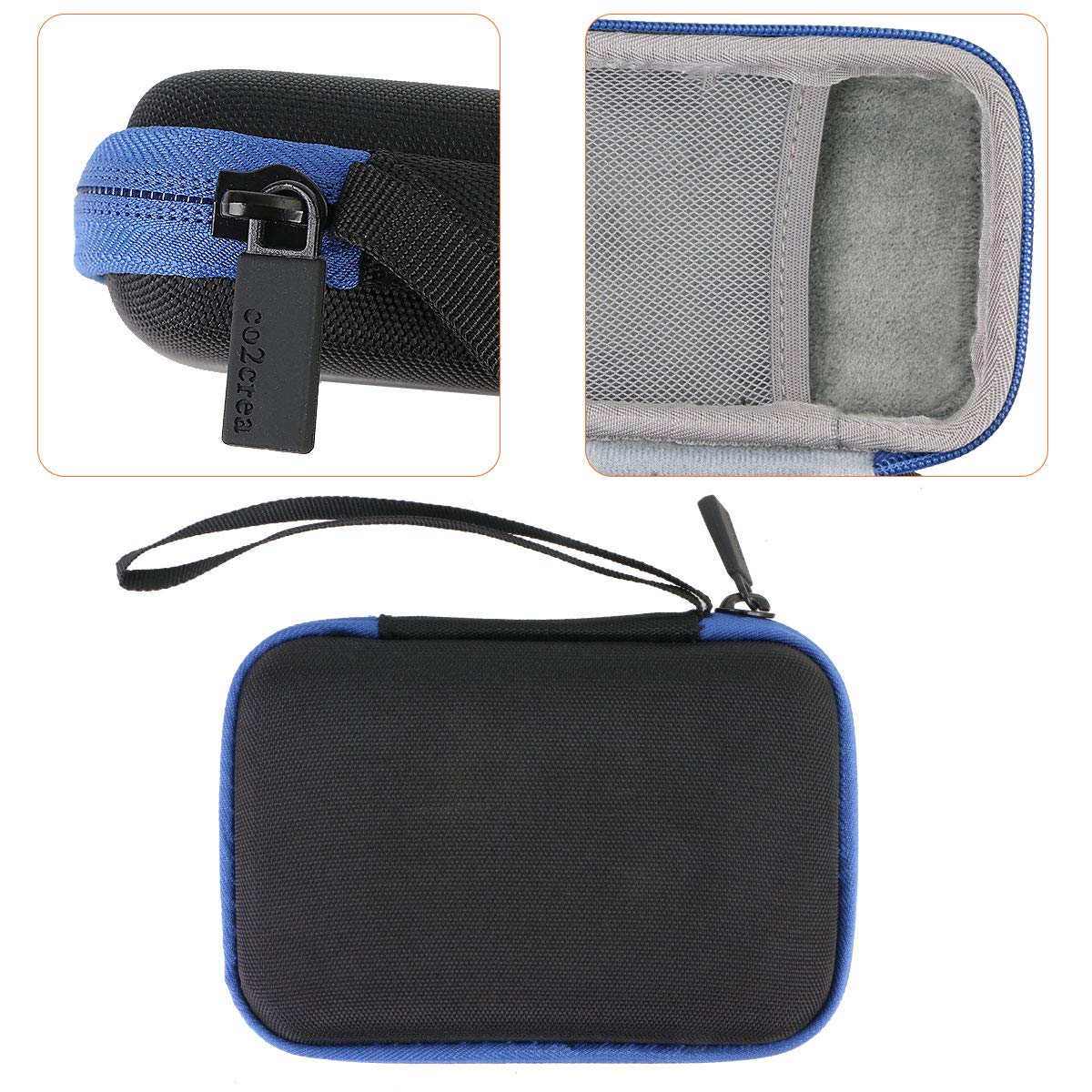 co2CREA co2CREA Hard Travel Case for WD My Passport Go Cobalt SSD 500G 1TB Portable External Storage Black Case Blue Zipper - View 3 of 5