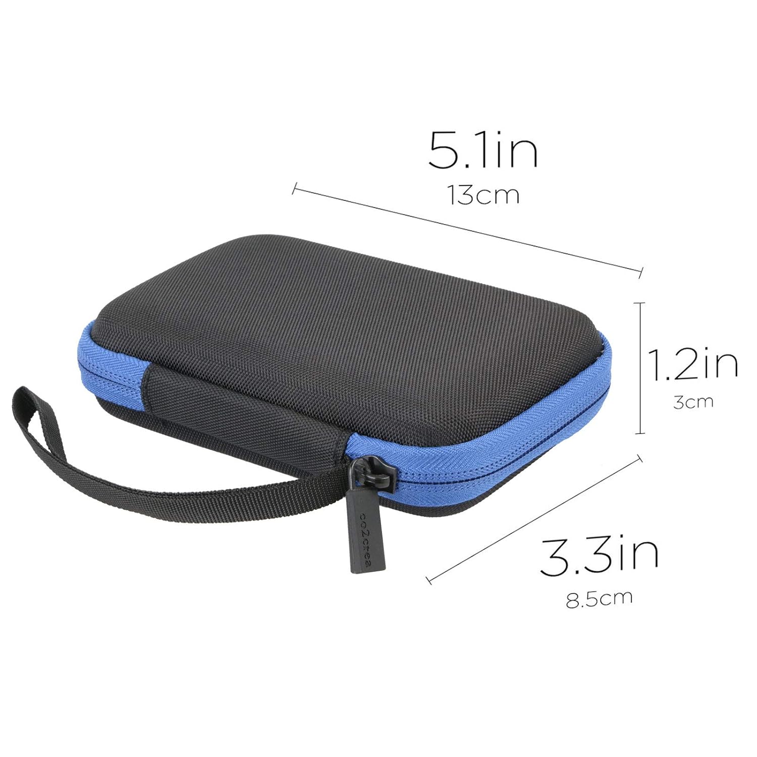 co2CREA co2CREA Hard Travel Case for WD My Passport Go Cobalt SSD 500G 1TB Portable External Storage Black Case Blue Zipper - View 4 of 5