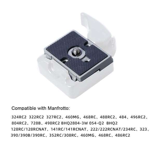 Harwerrel "Harwerrel Quick Release Plate 1/4" Screw for Manfrotto Tripods - Pack of 2 Compatible with 200PL-14, 322RC2, 324RC2, 488RC2, 496RC2" - View 7 of 8