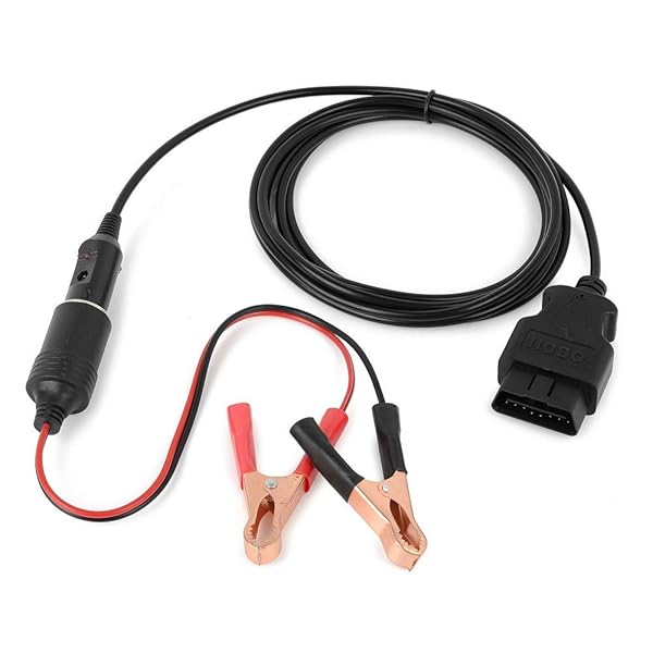 BAITHNA BAITHNA 9.8Ft OBD II Vehicle Emergency Power Supply Cable with 12V Alligator Clip and Cigarette Lighter Socket for Memory Saver