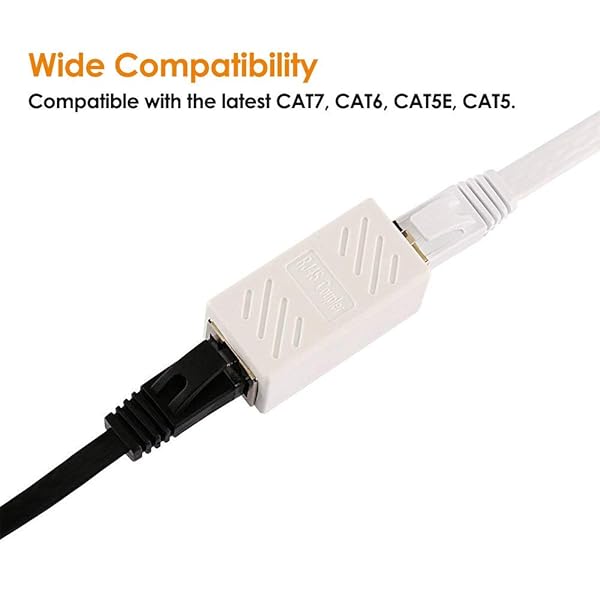 PLUSPOE RJ45 Network Coupler PLUSPOE 2 Pack Ethernet Connector for Cat5 Cat5e Cat6 Cat7 Cable Extender Female to Female White - View 5 of 6