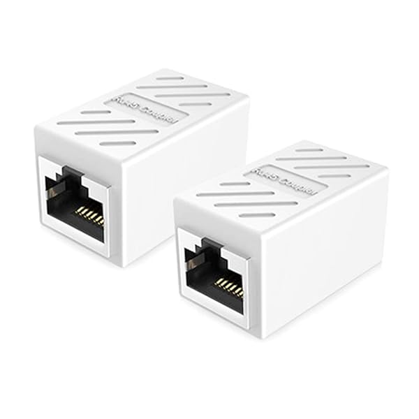 PLUSPOE RJ45 Network Coupler PLUSPOE 2 Pack Ethernet Connector for Cat5 Cat5e Cat6 Cat7 Cable Extender Female to Female White
