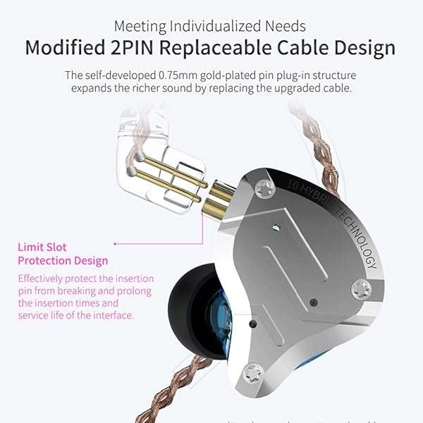 Kinboofi KZ ZS10 Pro in Ear Monitor Earbuds Headphone, KZ Earbuds with 4BA and 1DD Drivers, KZ HiFi IEM Earphone Upgraded ZS10 Pro with Detachable 0.75mm 2 Pin 6N OFC Cable (Black No Mic)……… - View 9 of 9
