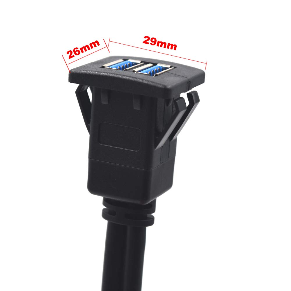 Kework 6 Feet Dual USB 3.0 Flush Mount Cable for Car Boat Truck Motorcycle Panel Dash Extension - View 2 of 5