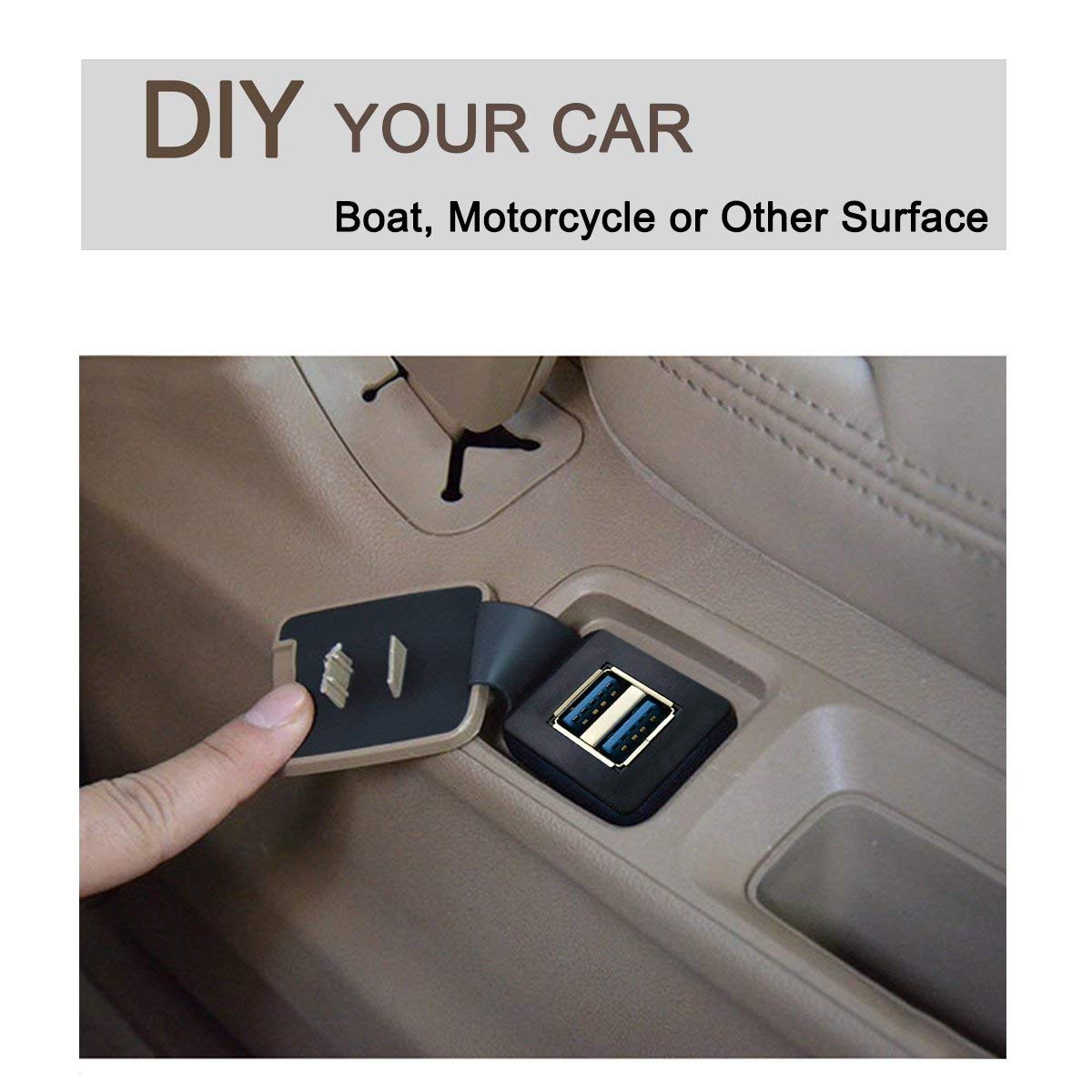 Kework 6 Feet Dual USB 3.0 Flush Mount Cable for Car Boat Truck Motorcycle Panel Dash Extension - View 5 of 5