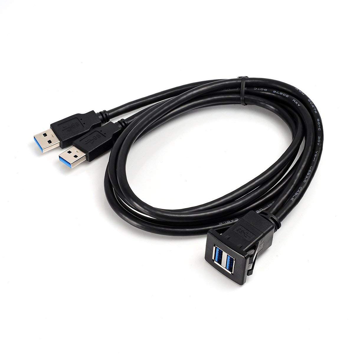 Kework 6 Feet Dual USB 3.0 Flush Mount Cable for Car Boat Truck Motorcycle Panel Dash Extension