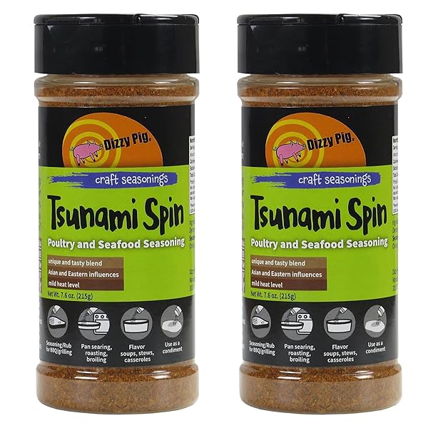 Dizzy Pig Buy Dizzy Pig Tsunami Spin Asian Fusion Seasoning - 8oz Shaker, Two Pack | Perfect for BBQ & Grilling!