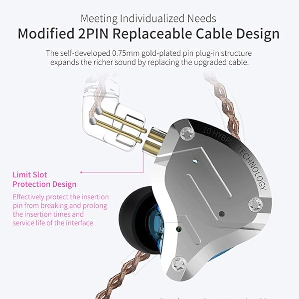 Kinboofi KZ ZS10 Pro in Ear Monitor Wired Headphone, KZ HiFi Earbuds in Ear Monitor Headphone with 4 Balanced Armatures and 1 Dynamic Drivers Professional Headphone for Drummer Musician (Blue No Mic)…… - View 9 of 10