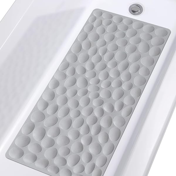 OTHWAY Non-Slip Bathtub Mat OTHWAY: Soft Rubber Bathmat with Strong Suction Cups - Grey for Safety & Comfort