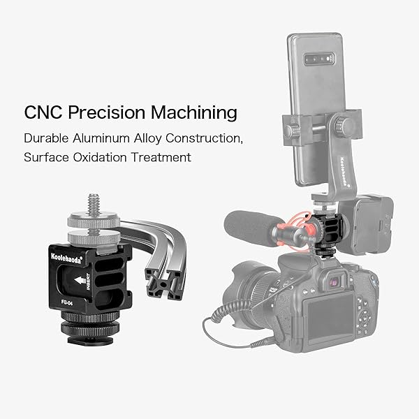 koolehaoda Koolehaoda Hot Shoe Camera Mount Adapter Aluminium Quadruple Cold Shoe for Lights LED Monitors Microphones FR-04 Hot Shoe - View 4 of 8