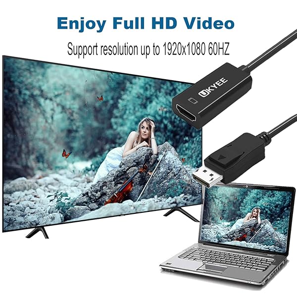 UKYEE UKYEE DisplayPort to HDMI Adapter 2-Pack - 1080P Converter for PC, Monitor, Projector & HDTV - View 3 of 7