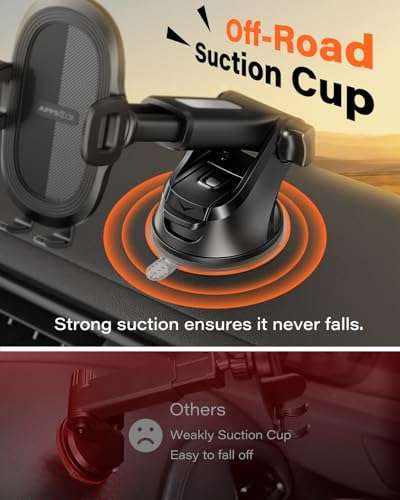 APPS2Car APPS2Car Suction Cup Phone Mount: Universal Holder for iPhone & Samsung - Sturdy Gel Pad for Windshield & Dashboard - View 4 of 8
