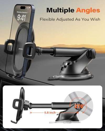APPS2Car APPS2Car Suction Cup Phone Mount: Universal Holder for iPhone & Samsung - Sturdy Gel Pad for Windshield & Dashboard - View 5 of 8