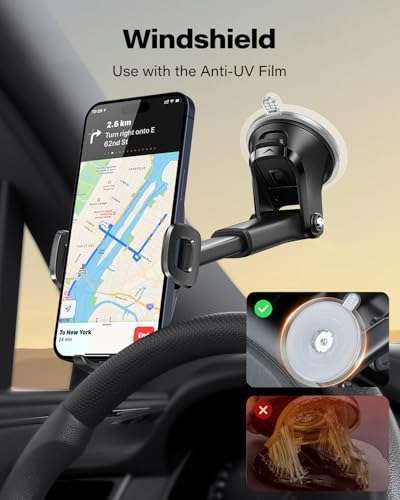 APPS2Car APPS2Car Suction Cup Phone Mount: Universal Holder for iPhone & Samsung - Sturdy Gel Pad for Windshield & Dashboard - View 7 of 8