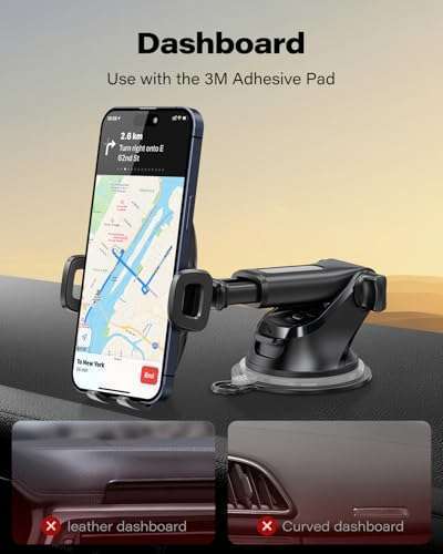 APPS2Car APPS2Car Suction Cup Phone Mount: Universal Holder for iPhone & Samsung - Sturdy Gel Pad for Windshield & Dashboard - View 8 of 8