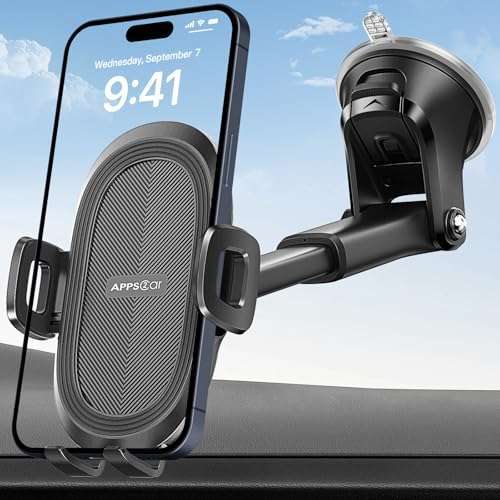APPS2Car APPS2Car Suction Cup Phone Mount: Universal Holder for iPhone & Samsung - Sturdy Gel Pad for Windshield & Dashboard - View 2 of 8