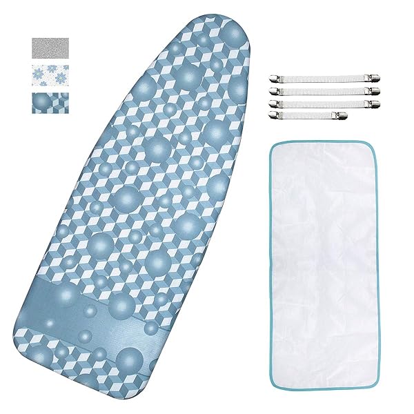 Dalykate "Extra-Wide Ironing Board Cover & Pad - Scorch Resistant, 18"x49", Elasticized Edge, 4 Fasteners & Protective Mesh Cloth"