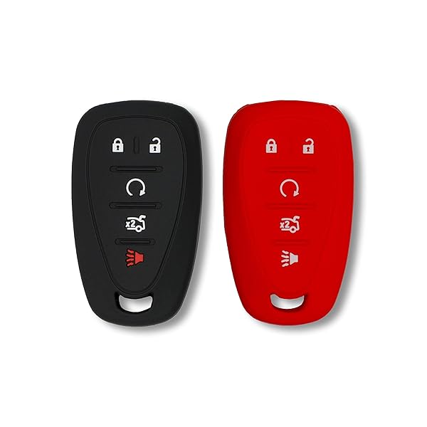 Autobase Autobase Silicone Key Fob Cover for 2017 2018 2019 Chevy Malibu Camaro Trax Traverse Sonic Cruze Volt Equinox Spark 2 Pcs Black Red