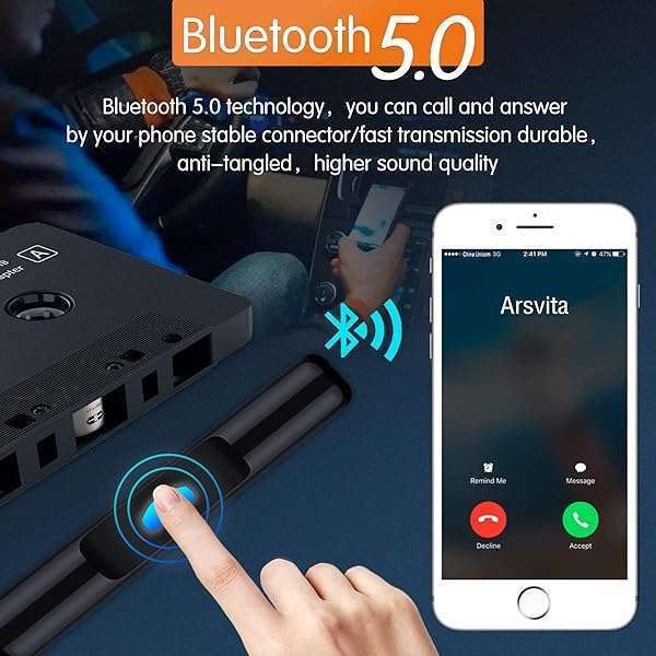 arsvita Arsvita Bluetooth Cassette Receiver: Upgrade Your Car Audio with Bluetooth 5.0 & Aux Adapter - View 3 of 7