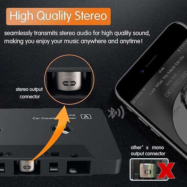 arsvita Arsvita Bluetooth Cassette Receiver: Upgrade Your Car Audio with Bluetooth 5.0 & Aux Adapter - View 4 of 7
