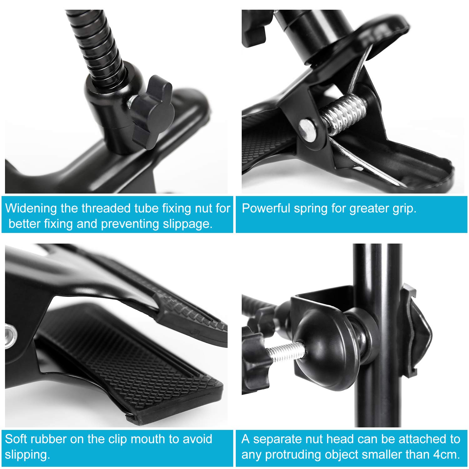 TRUMAGINE 20 Inch Adjustable Jaws Flex Clamp Mount Clip Gooseneck Extension for GoPro Cameras and Studio Lighting Accessories - View 5 of 8