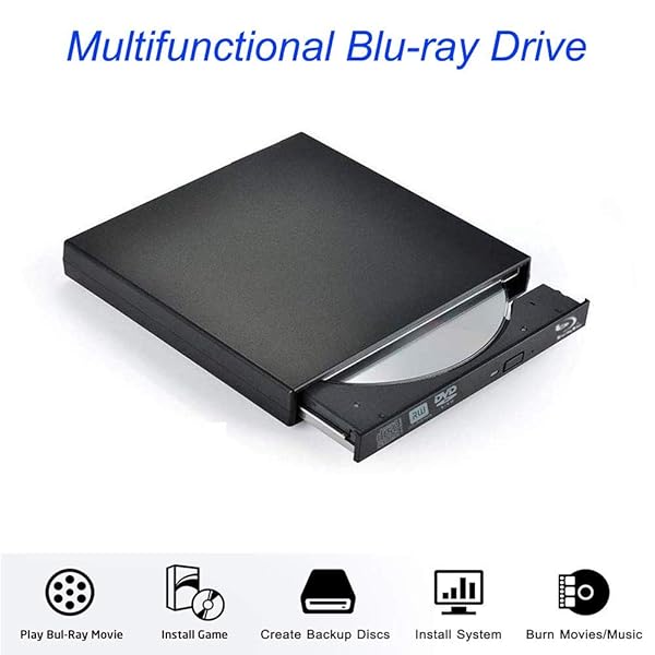 Xglysmyc Xglysmyc USB 2.0 External Blu-ray CD/DVD Drive Burner for Laptop & Desktop - Slim, Portable, Mac & Windows Compatible - View 5 of 8