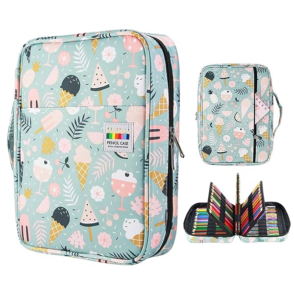 YOUSHARES YOUSHARES 220 Slot Colored Pencil Case - Multilayer Organizer for Prismacolor & Gel Pens (Ice Cream Design)