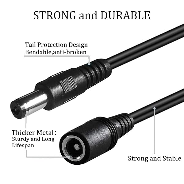 DaFuRui DaFuRui 5Pcs 3.3ft DC Extension Cable 5.5mm x 2.1mm for CCTV & LED Lights - 12V/24V Compatible - View 5 of 8