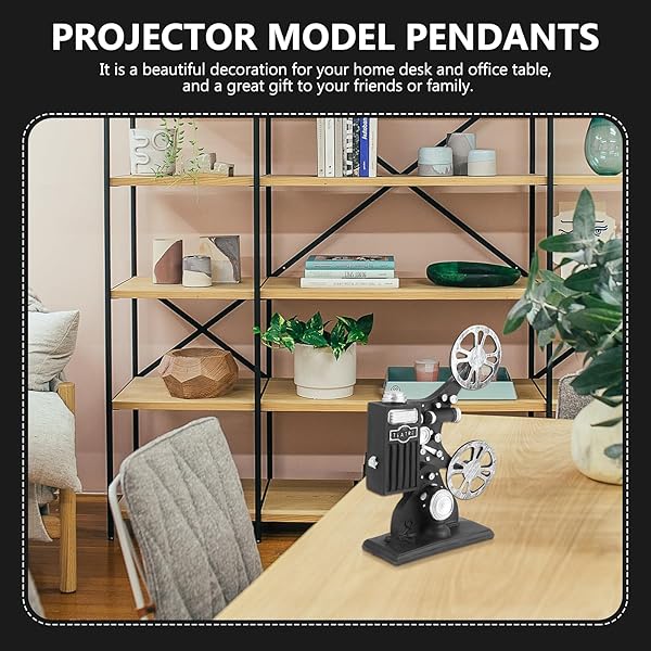 VOSAREA Vintage Style Black Film Projector Model - Resin Desktop Craft for Home Decoration - View 5 of 10