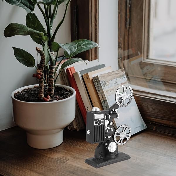 VOSAREA Vintage Style Black Film Projector Model - Resin Desktop Craft for Home Decoration - View 9 of 10