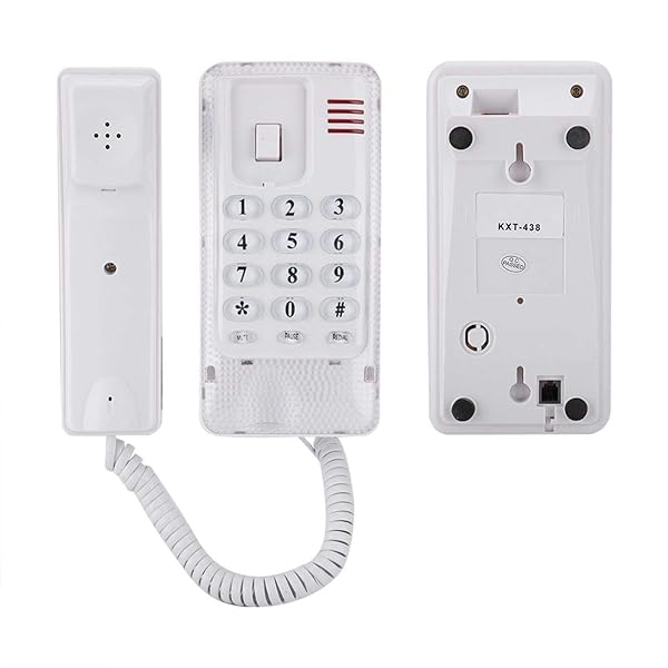 Diyeeni Mini Wall Phone Retro Landline Telephone with Flash and Mute Functions RJ45 Interface for Home Hotel and School White - View 7 of 9